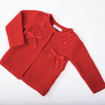 Tropisch verteren onderpand Vestje Baby Meisje knit Luxe rood Satijnen strik New - meetje-pettiskirts