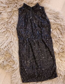 Zwarte glitter jurk 98-164