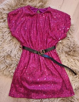 fuchsia  glitter jurk 98-164