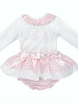 Set Girl Roze bloemen frilly skirt 