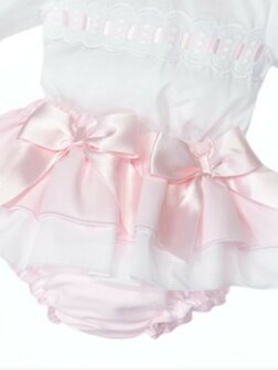 Set Girl Roze wit frilly skirt 