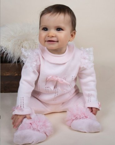 werk meesterwerk Anoi Baby set knit Roze - Spaanse baby kleding Hoge kwaliteit -  meetje-pettiskirts