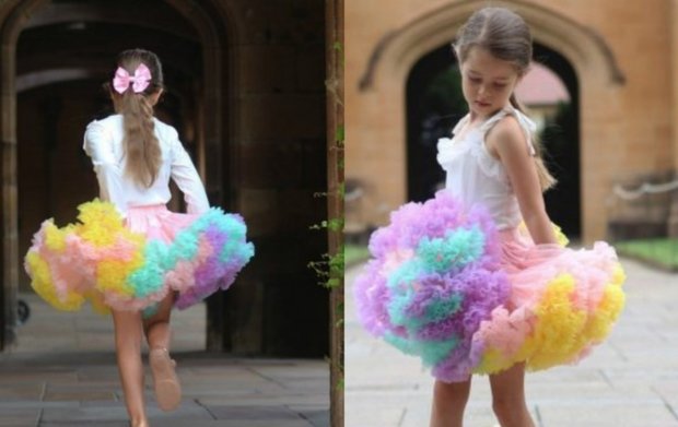 Eik Zogenaamd gek Petticoat Luxe Roze rainbow Strik KIDS - meetje-pettiskirts