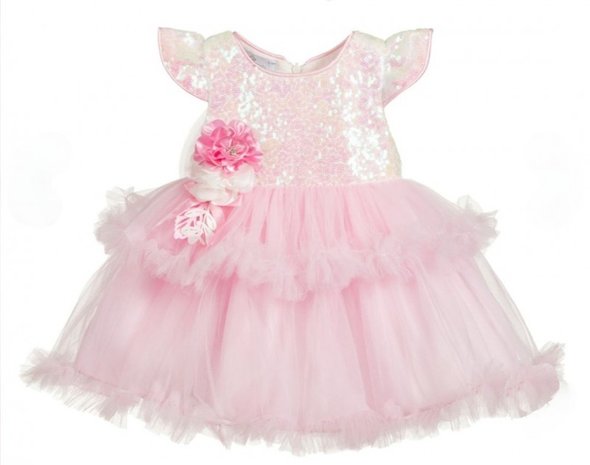 Roze baby feestjurk met bijpassende haarband  